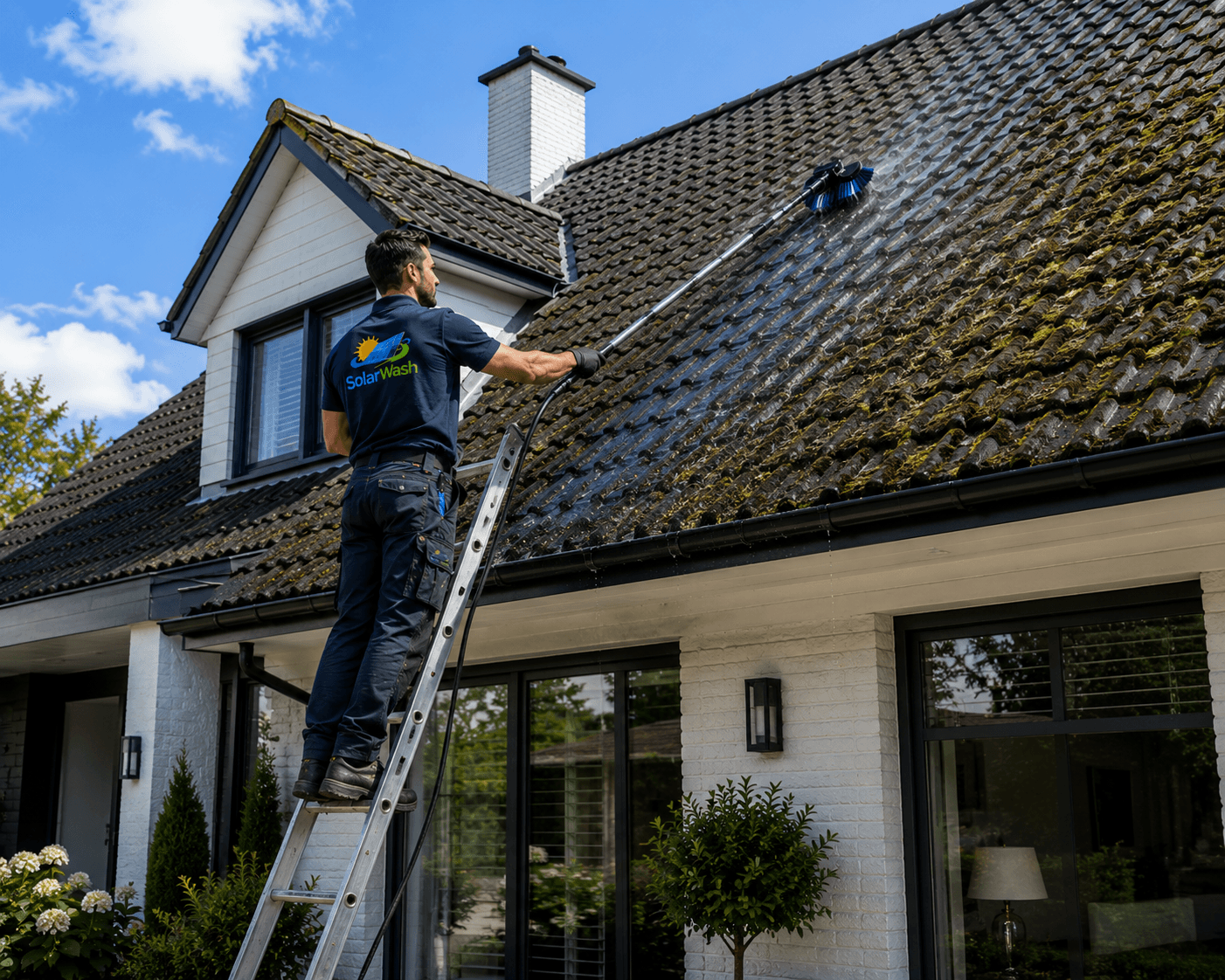 Roof tile cleaning